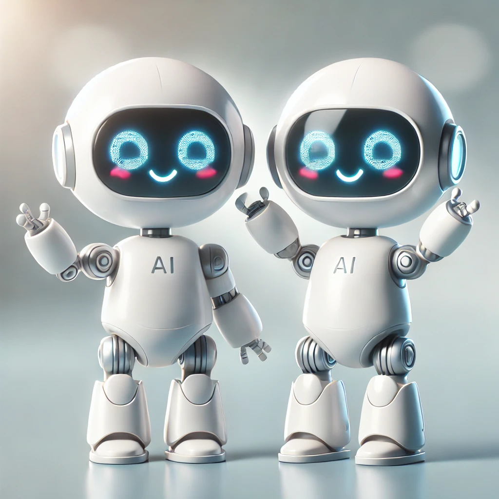 Bottikaksoset iloitsevat. kuvituskuva tekoälykonsultointi-sivulle.